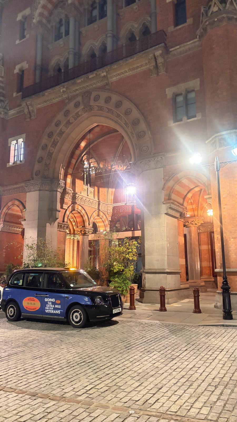 Liveried cab outside the Renaissance hotel