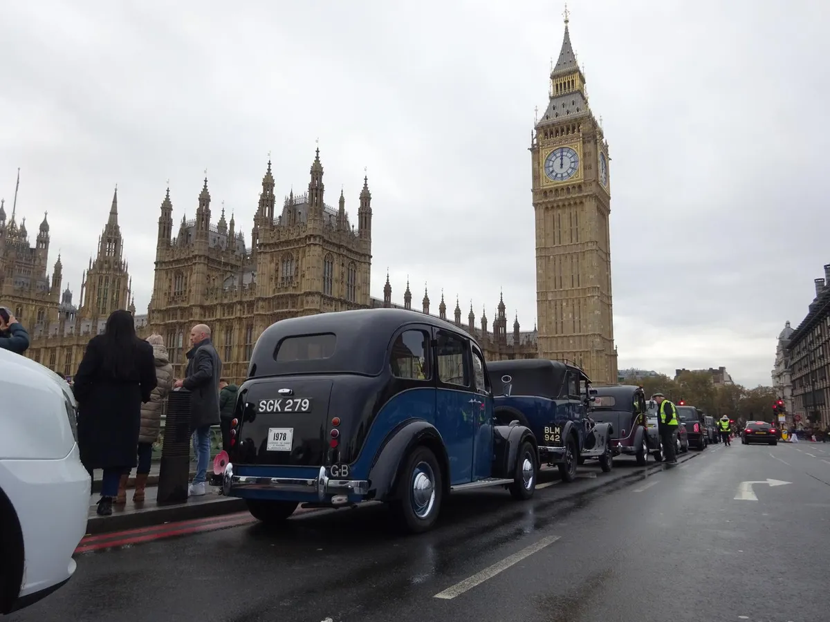 Taxis lined up on Westminster Bridge